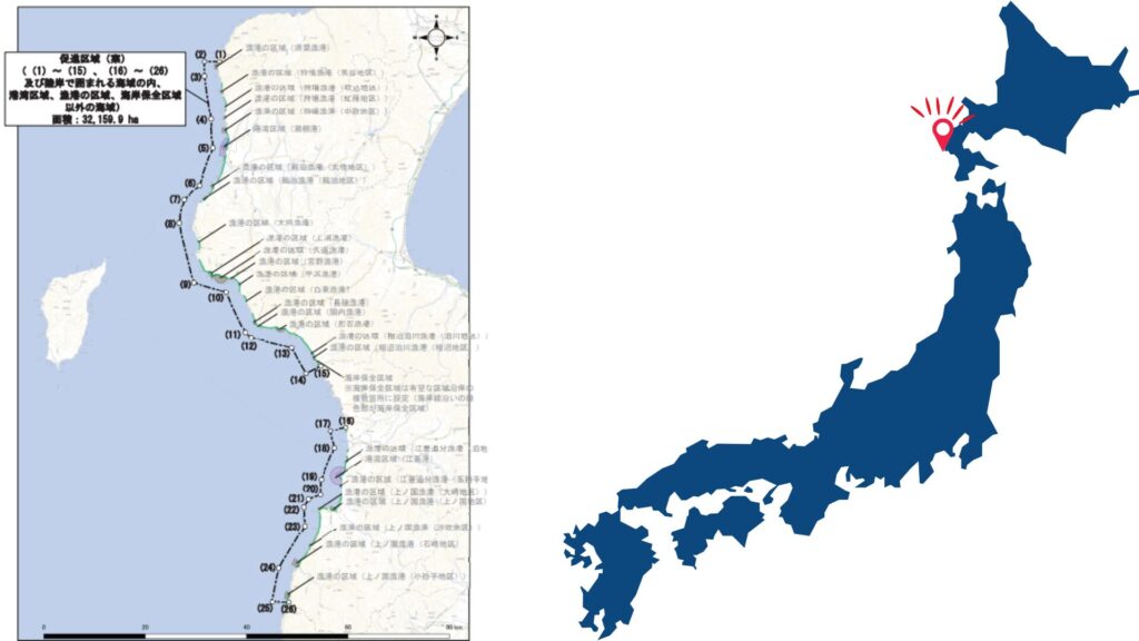 Hokkaido Hiyama offshore location