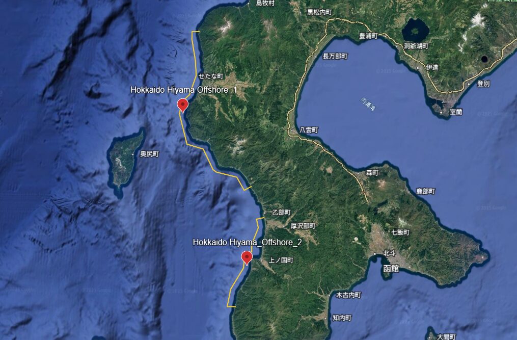 Hokkaido Hiyama offshore representative points
