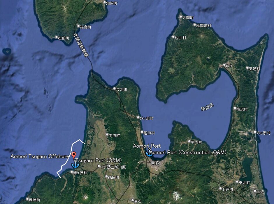 Tsugaru offshore wind port location