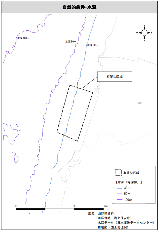 Yuza offshore wind water depth
