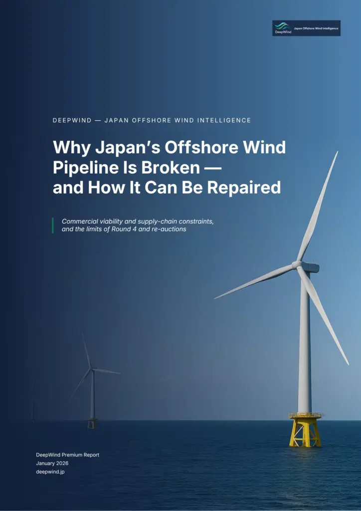 Cover of Why Japan's Offshore Wind Pipeline Is Broken, DeepWind Premium Report, January 2026